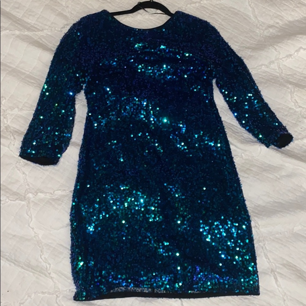 Blue metallic dress